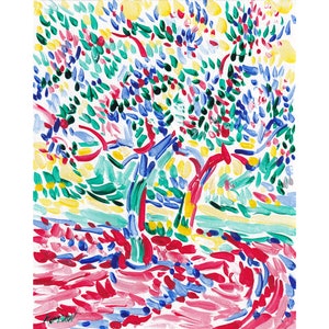 Tuscany painting Olive tree original art Colorful landscape wall art Italy countryside artwork Expressionism orchard 10 by 8 Small painting