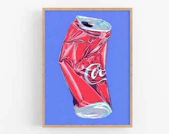 Coke art print original Soda wall art Drink artwork Bar cart Coca-Cola pop art Cola kitchen Simple colorful trendy Large Graphic art poster