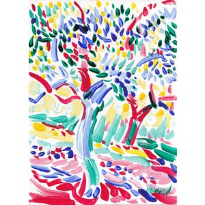 Tuscany painting Olive trees original art Landscape wall art Italy artwork Colorful impressionism wall decor 7 by 5 Small oil painting
