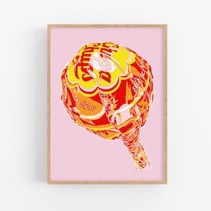 Lollipop Kunstdruck Candy Wand Kunst Küchen Poster Niedliches Essen Kunstwerk Rosa Pop Art Print Candy Lover Geschenk Bunt Großdruck Candy Shop Dekor