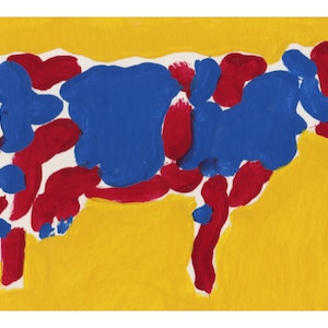 Vaca pintura a óleo original arte animal engraçado amante da vaca presente arte da parede da fazenda coloful pop art fazenda país 4 por 5 pintura minúscula