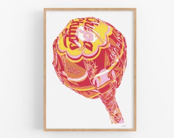 Lollipop print Candy wall art Trendy modern poster Food artwork Kitchen wall decor Foodie modern still life Simple colorful Pop art print