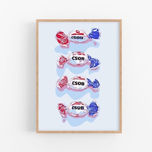Candy art print Kitchen wall art Food poster Pop art print Sweets artwork Colorful large wall decor Bonbons wall art Candies print