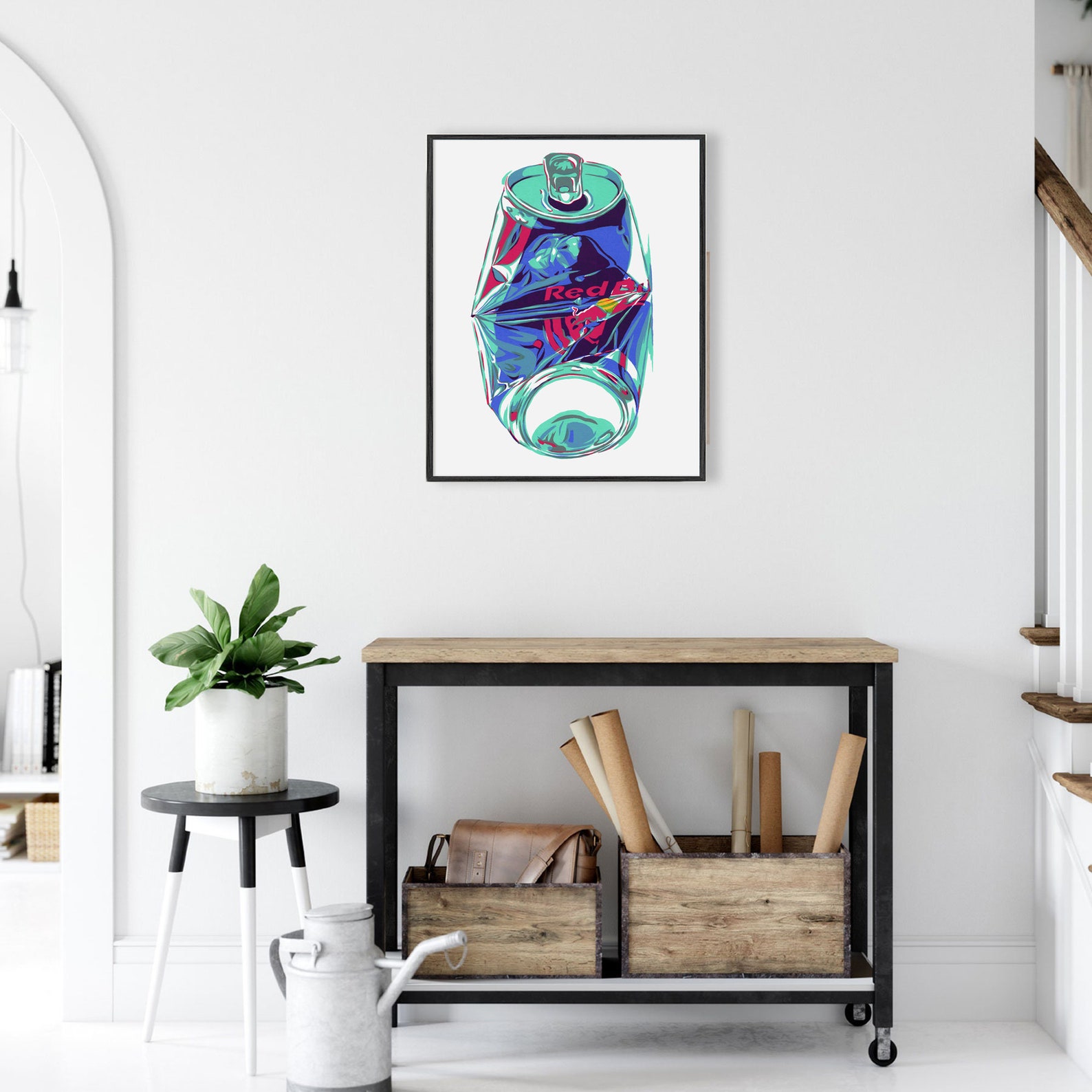 Red Bull Can Art Print Original Kitchen Wall Art Drink Artwork Etsy