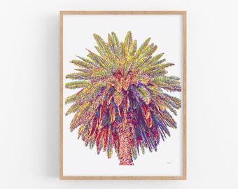 Palm tree print Coastal wall art Tropical plant poster Palm leaf artwork Modern botanical wall decor Large art print