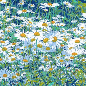 Margherita, pittura floreale, arte originale, nascita di aprile, arte floreale, camomilla, decorazione da parete 20 x 24, grande dipinto di KomarovArt