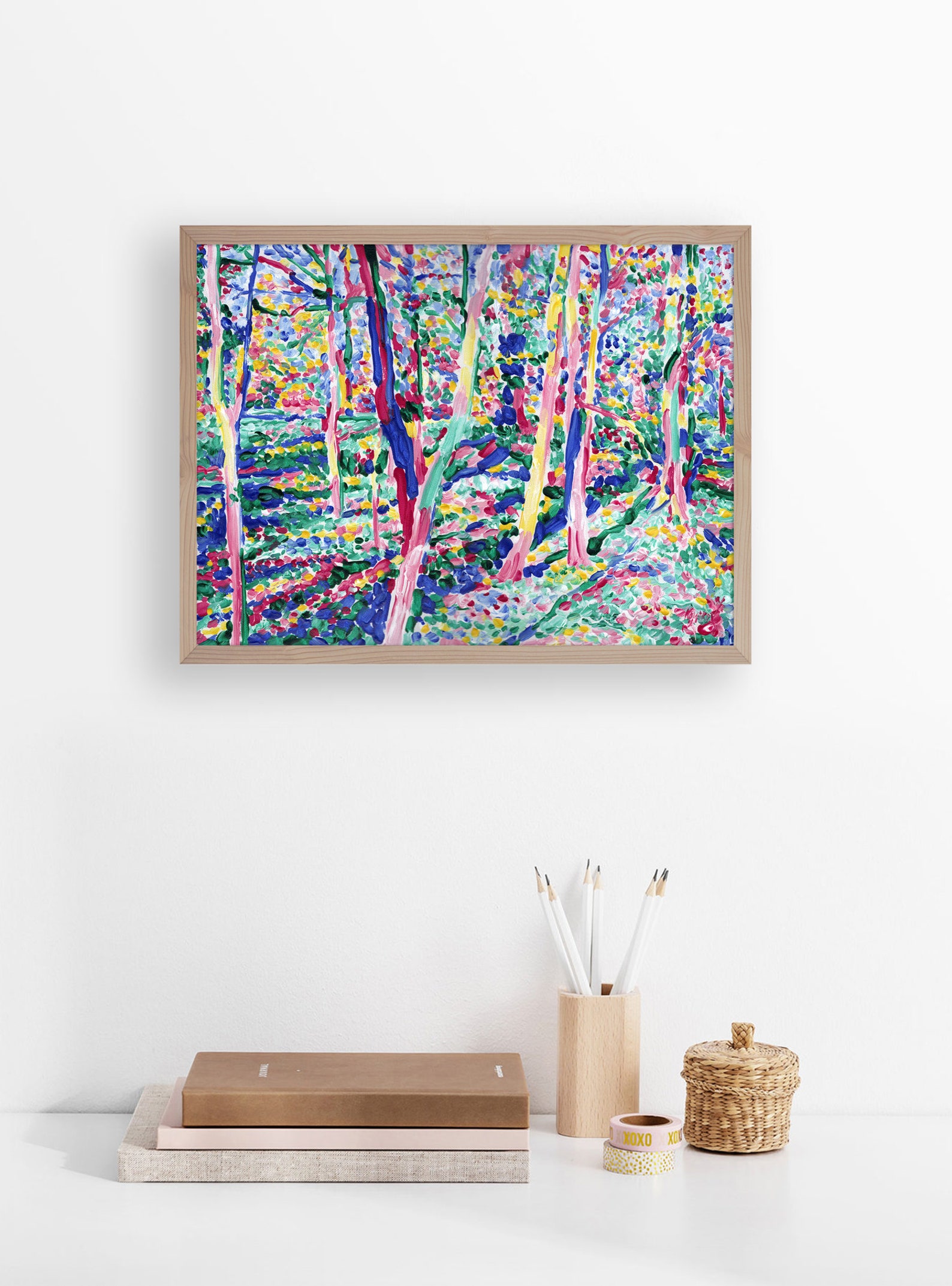 Trees Painting Original Art Forest Landscape Wall Art Tree Etsy