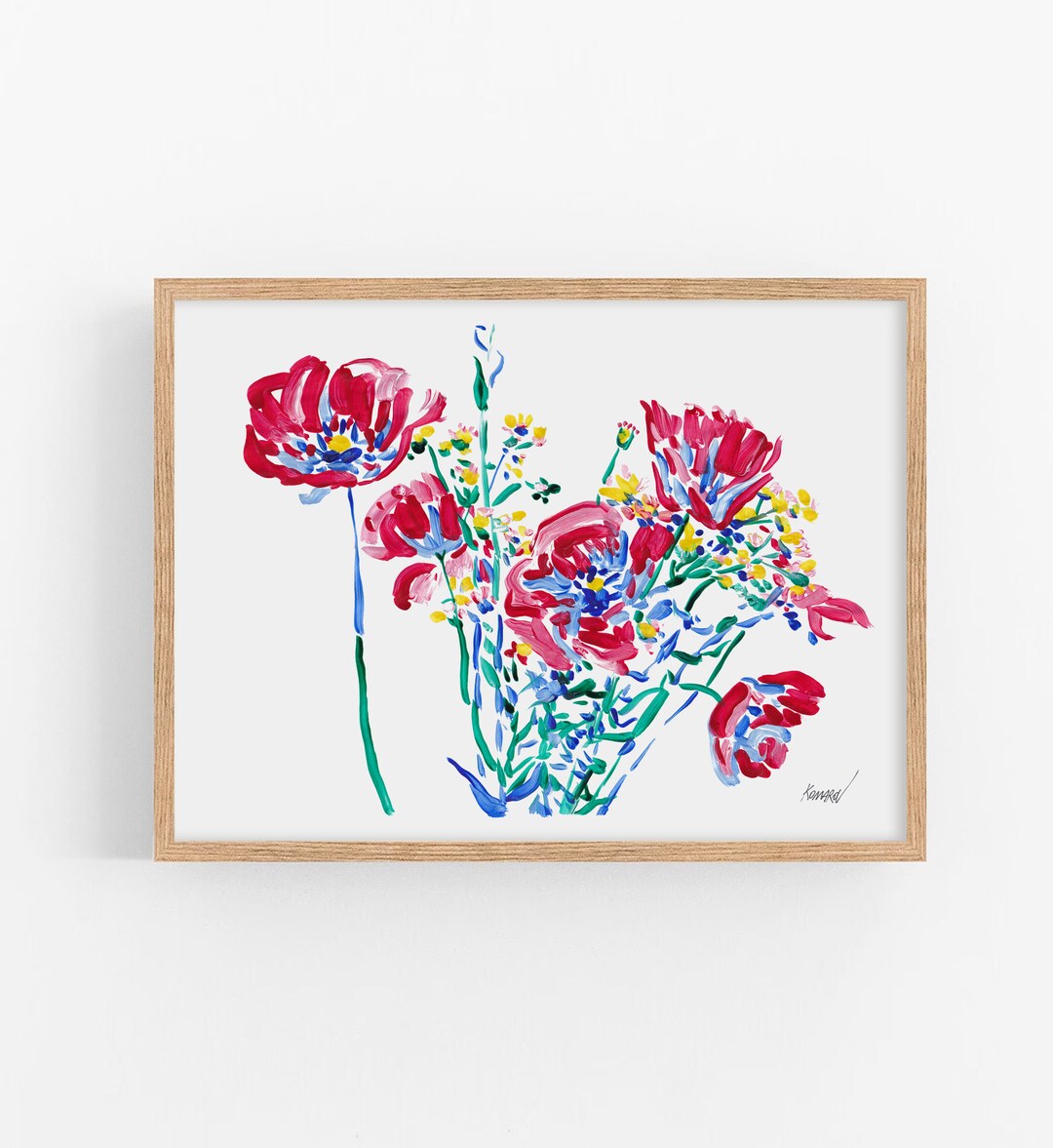 Poppy Art Print Red Floral Poster Wildflower Wall Art Spring Flower ...