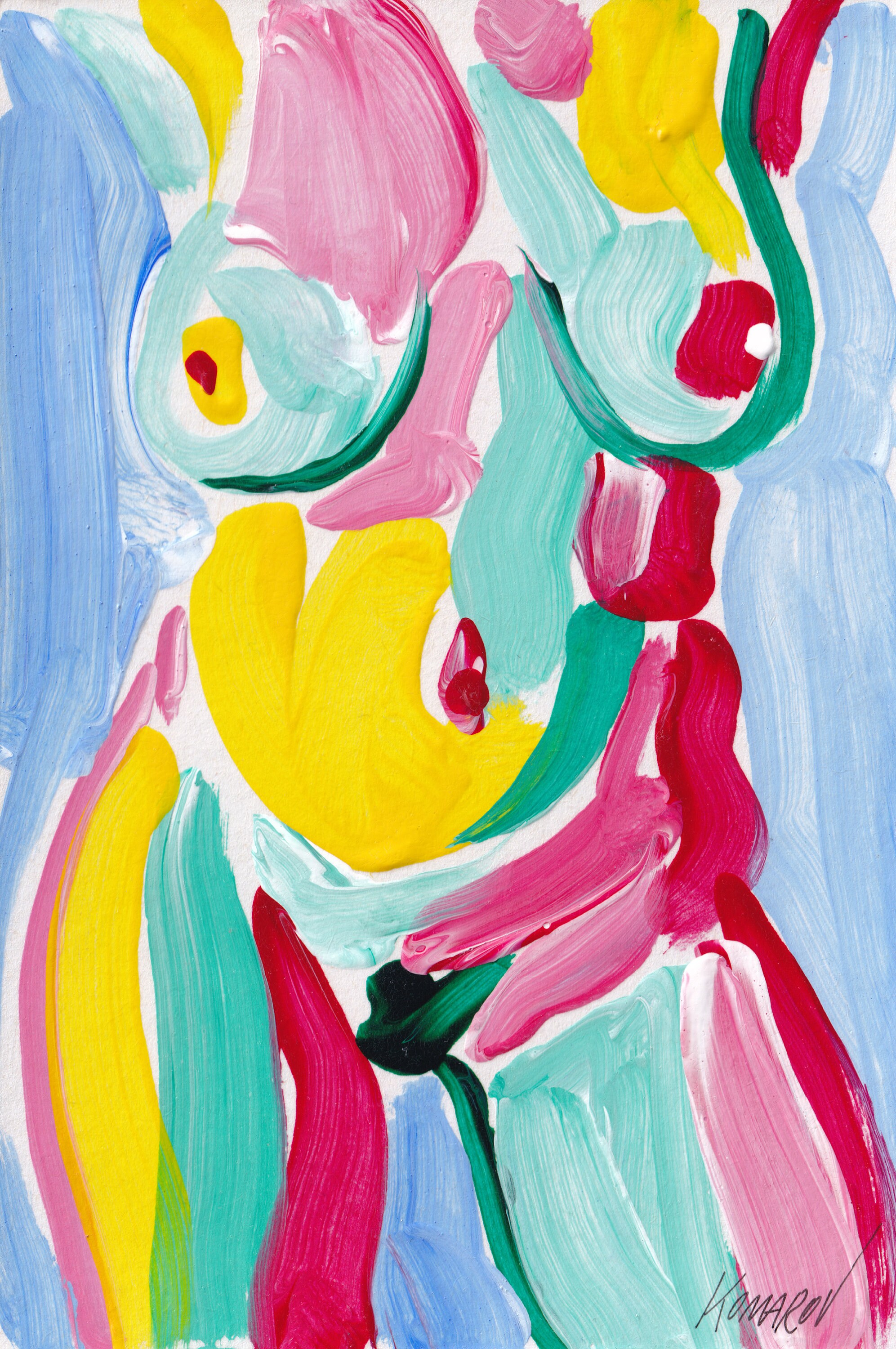 ヌード人物油絵、カラフルなエロティックアート（6x4インチ） - Etsy 日本