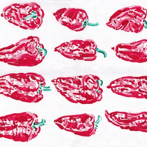 Paprika Malerei Küche Originalkunst Essen Wandkunst Gemüse Kunstwerk Bunte rote Malerei 16 von 20 Ölgemälde