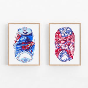 Plakat z nadrukiem Red Bull na ścianę z napojem Plakat z wózkiem barowym Zestaw 2 plakatów kuchennych Plakat na ścianę w stylu pop-art Plakat z puszką Coca-Coli Kolorowy duży wydruk artystyczny