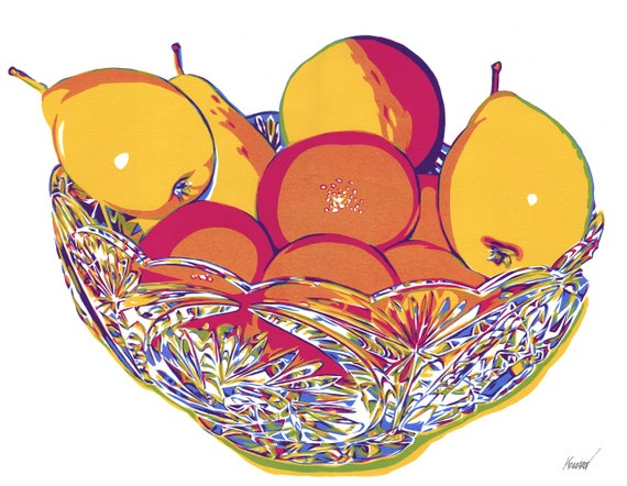 Kunstwerk Birne bunte Poster - Malerei Etsy Grafik Vase Einfache von by Kunst Food Art Original Kunst Apfel Pop KomarovArt Wand 12 Österreich Küche 16 Obst