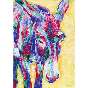 Pintura de burro animal arte original colorida arte de parede arte pop arte de parede amante de burro 12 por 8 pintura pequena por KomarovArt