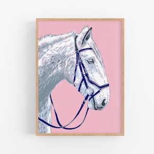 Horse art print Farm animal wall art Pink animal artwork Horse nursery art Girls room decor Kids room print Horse gift for girls