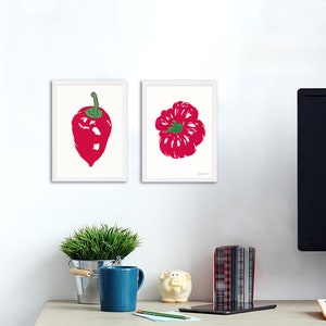 Paprika painting Red kitchen original art Food wall art Vegetable artwork 7 by 5 Small painting image 9