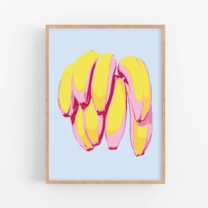 Banana art print Kitchen wall art Food poster Pop art print of banana artwork Colorful large wall decor Modern new home gift Bananas print