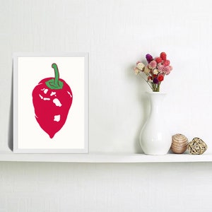 Paprika painting Red kitchen original art Food wall art Vegetable artwork 7 by 5 Small painting Framed Artwork