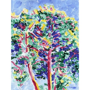 Tuscany painting Pine tree original art Landscape wall art Nature artwork oil painting canvas 9 by 7 Small painting