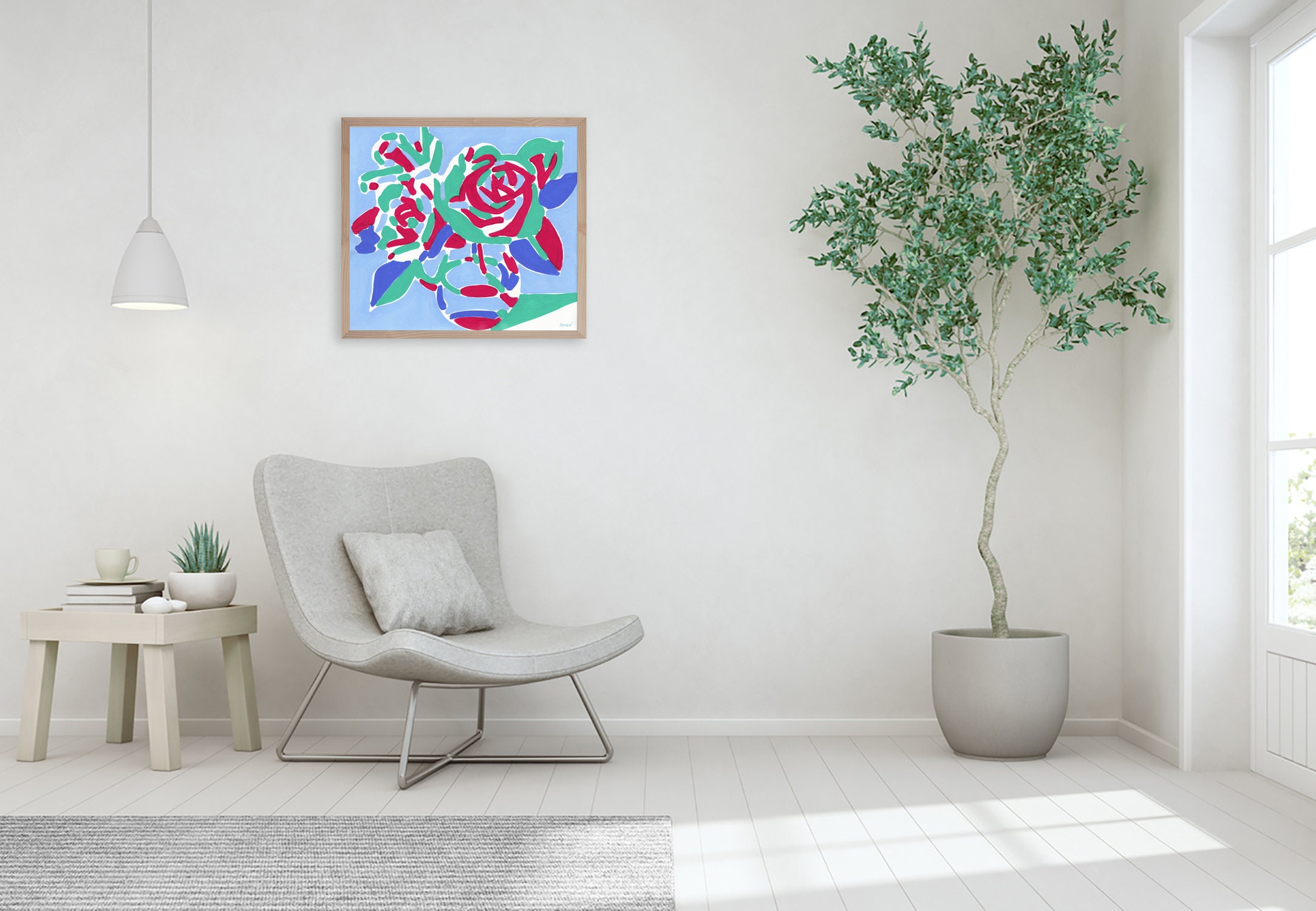 Rose Painting June Birth Flower Original Art Floral Wall Art | Etsy