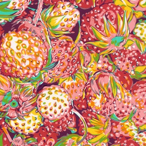 Strawberry graphic art print Fruit wall art Red kitchen artwork Food berry illustration Modern trendy colorful Large graphic art poster image 6