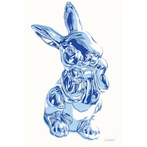 Dipinto di coniglio in acciaio lucido Arte originale coniglietto Arte da parete lepre Opere d'arte animali 12 per 8 di KomarovArt