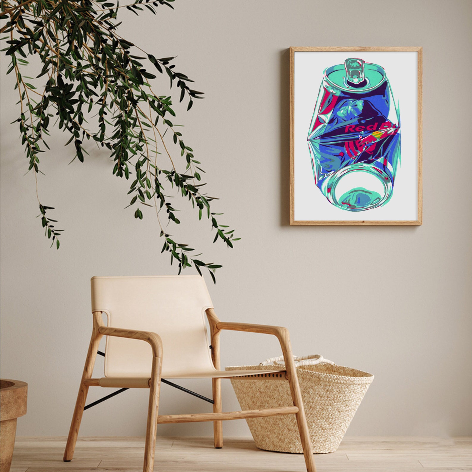 Red Bull Can Art Print Original Kitchen Wall Art Drink Artwork Etsy