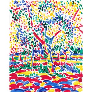 Tuscany painting Olive tree original art Colorful landscape wall art Italy countryside artwork Expressionism orchard 10 by 8 Small painting