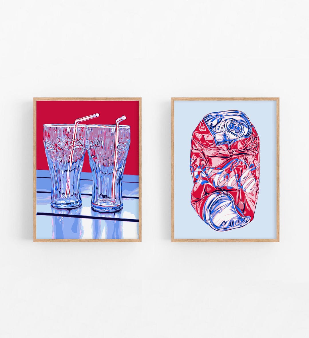 Coca-cola Art Print Drink Wall Art Bar Cart Artwork Set of 2 Kitchen ...