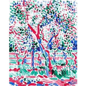 Tuscany painting Olive tree original art Colorful landscape wall art Italy countryside artwork Expressionism orchard 10 by 8 Small painting