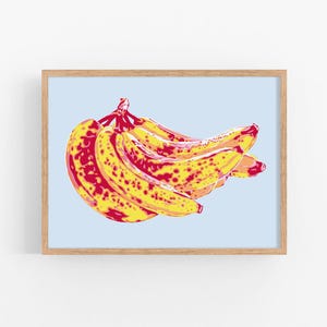 Banana art print Kitchen wall art Food poster Pop art print of banana artwork Colorful large wall decor Modern new home gift Bananas print