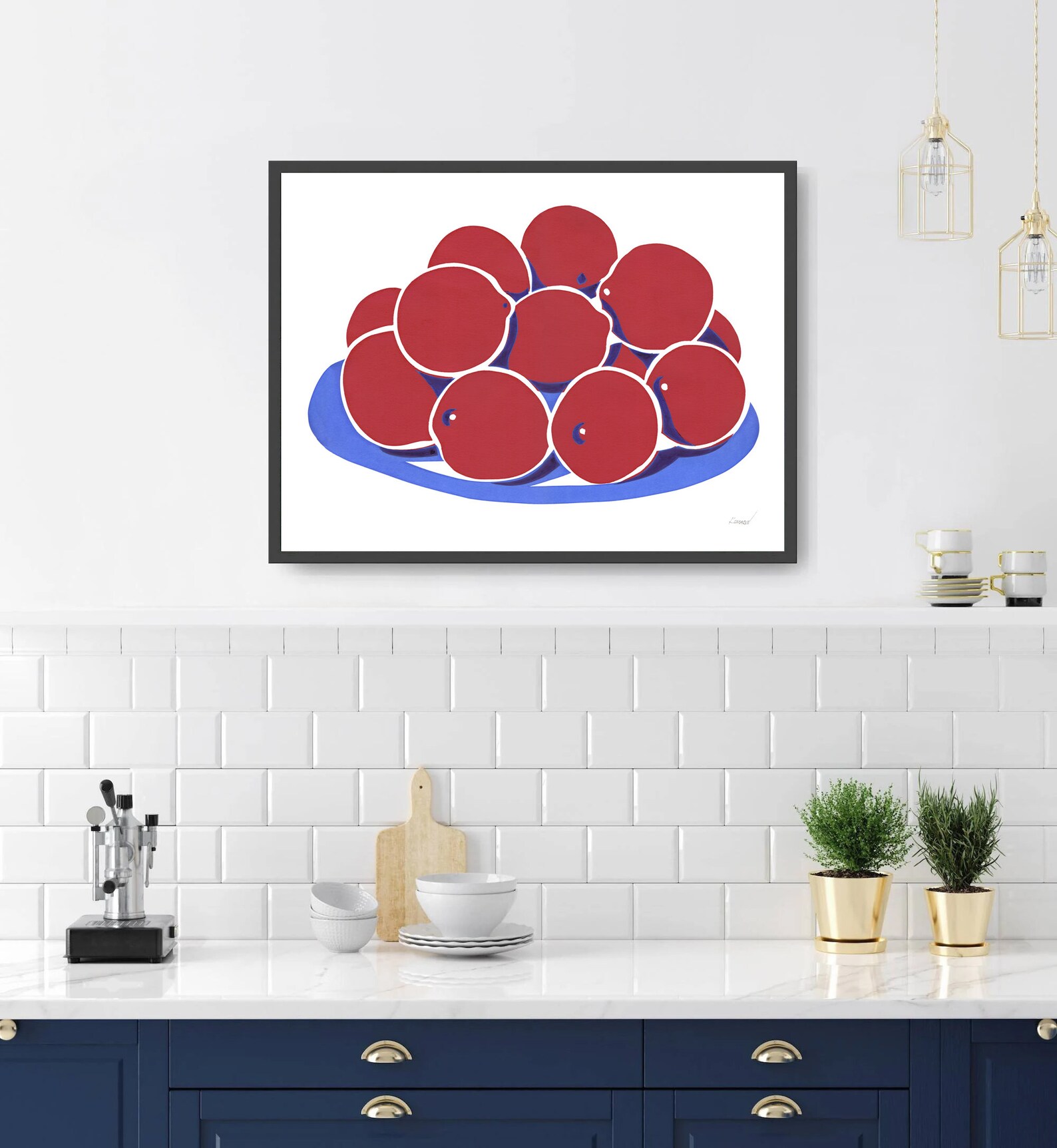 Fruit Print Kitchen Wall Art Orange Food Poster Vase With Etsy