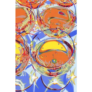 Kieliszki do szampana grafika artystyczna Napój oryginalne dzieło sztuki Sztuka wina musującego Malowanie koktajlu Prosecco 12 na 8 Wózek barowy Kolorowa sztuka pop