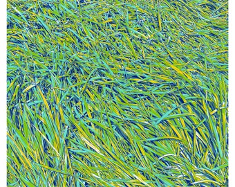 Grass painting Landscape original art Nature wall art Botanical artwork Colorful pop art 24 by 28 Large painting by KomarovArt