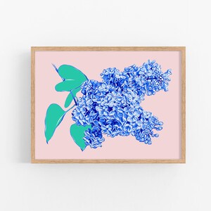 Lilac Floral Art Print, Blue Botanical Wall Decor