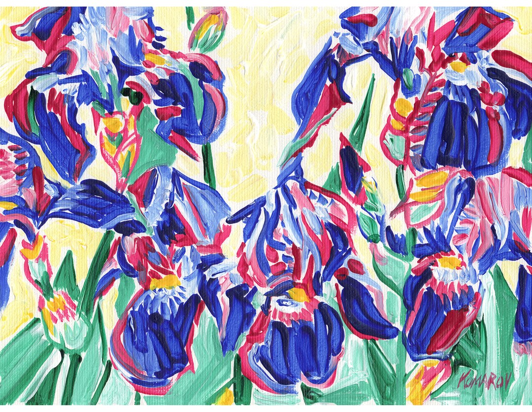 Iris Painting Flower Original Art Floral Oil Painting Small - Etsy