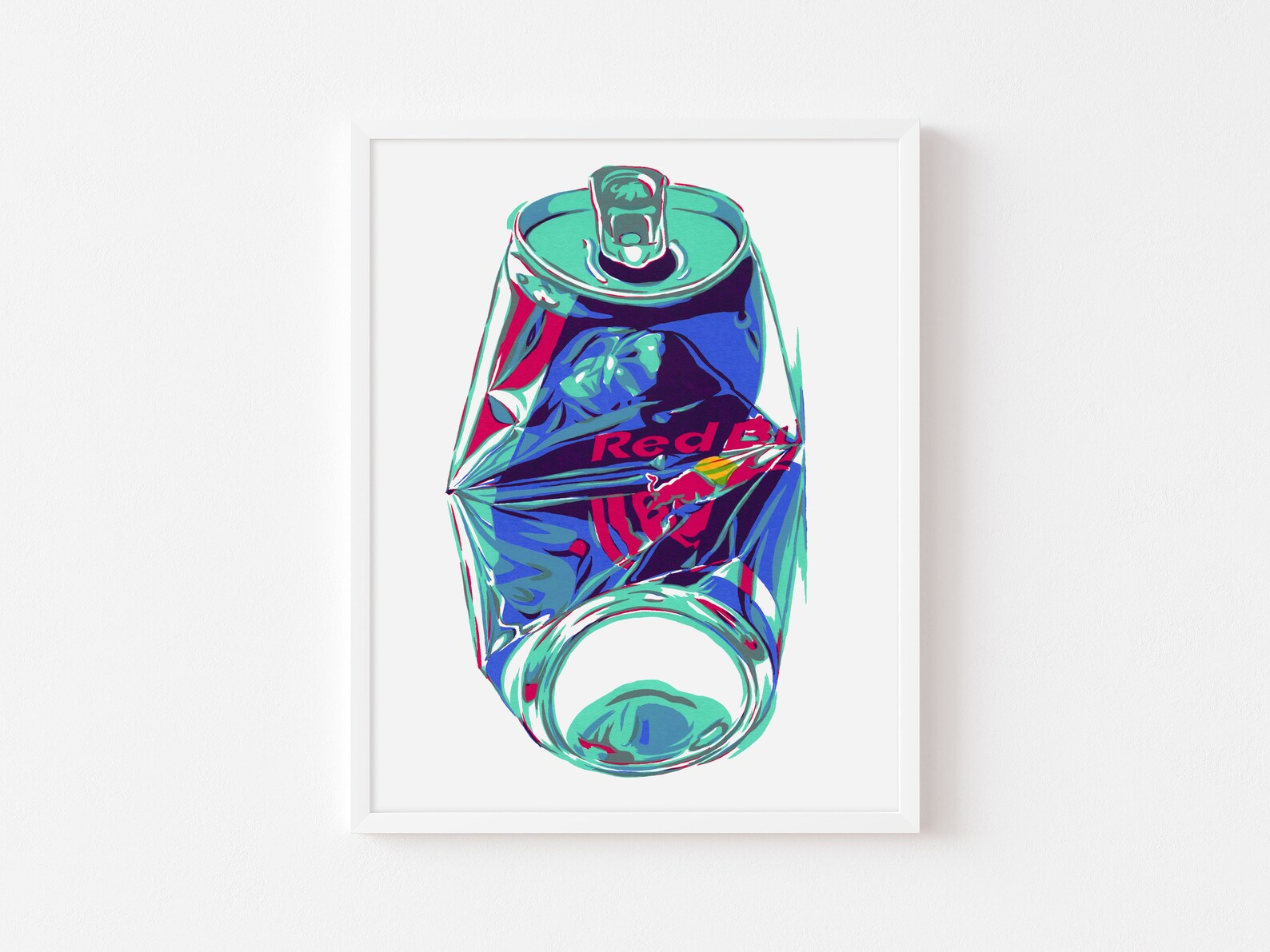 Red Bull Can Art Print Original Kitchen Wall Art Drink Artwork Etsy