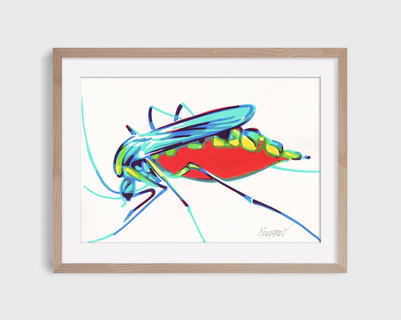 Mosquito painting original art Insect wall art Entomology art | Etsy