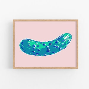 Cucumber art print Kitchen wall art Food poster Vegetable artwork Foodie gift Vegan funny modern wall decor Green vegetable art print