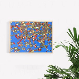 Goldfish painting Fisih original art Animal wall art Blue underwater artwork Koi fish graphic fine art 18 x 24 above sofa art by KomarovArt 画像 7