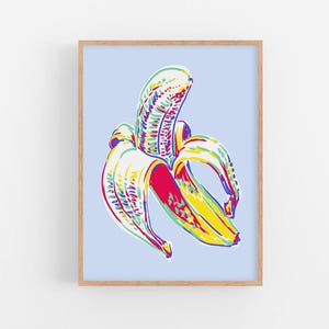 Banana art print Kitchen wall art Food poster Pop art print of banana artwork Colorful large wall decor Modern new home gift Bananas print