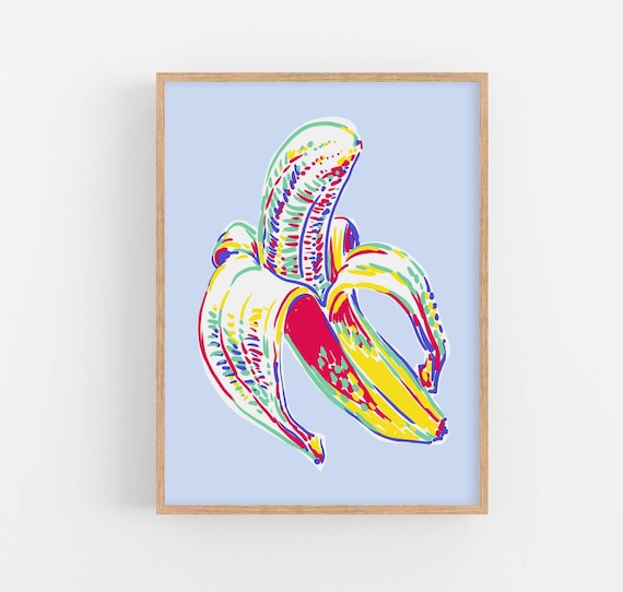 Banana Pop Art Print, Colorful Kitchen Wall Decor - Etsy