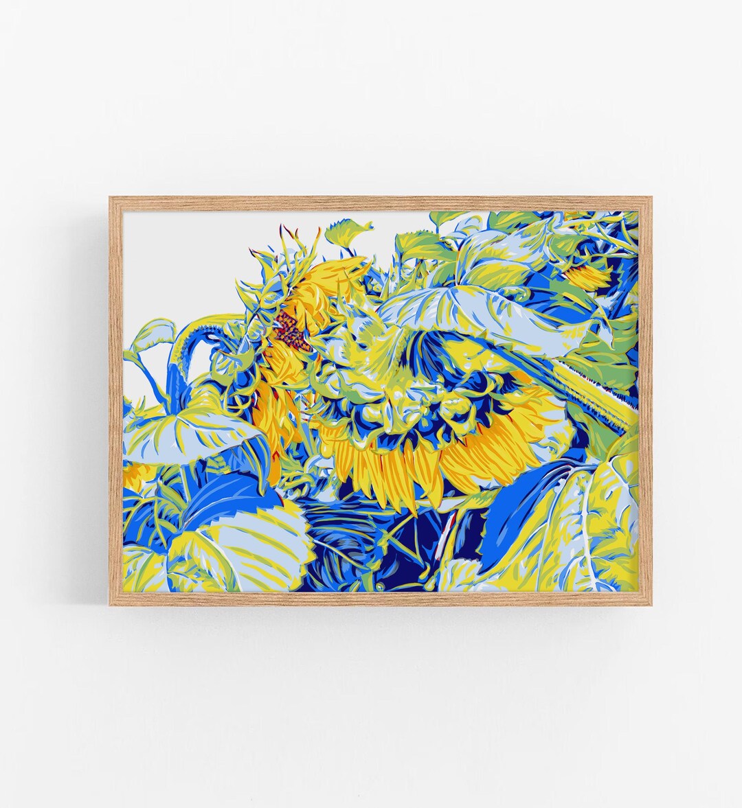 Sunflower Art Print Yellow Floral Wall Art Botanical Poster Summer