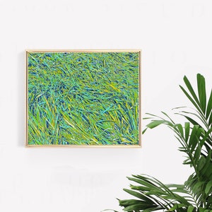 Grass painting Landscape original art Nature wall art Botanical artwork Colorful pop art 24 by 28 Large painting by KomarovArt image 9