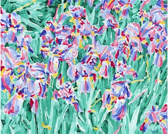 Iris painting Floral original art February birth flower wall art Abstract oil painting 16 by 20 Above bed art by KomarovArt