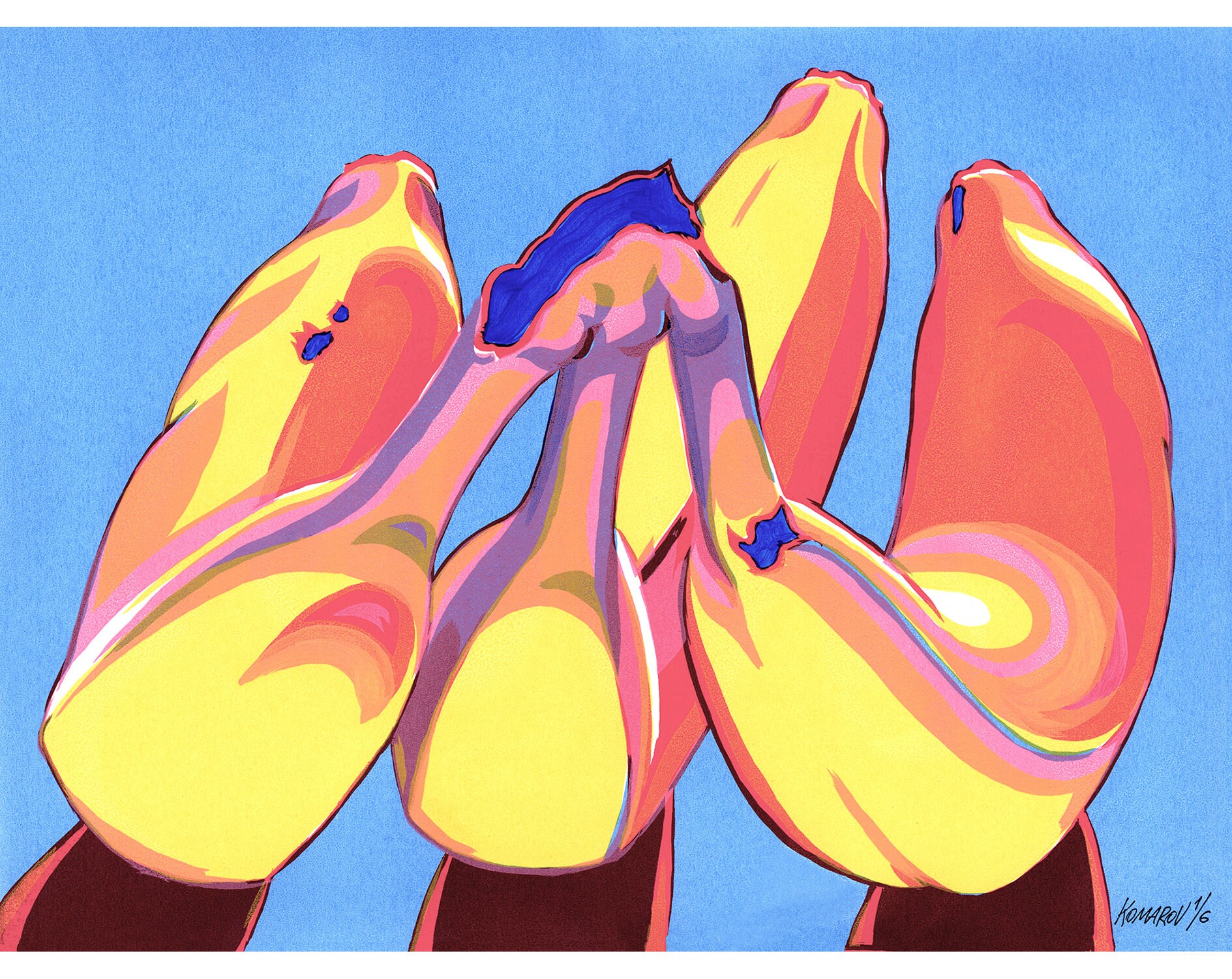 Banana painting Fruit original art Food wall art Dessert Etsy