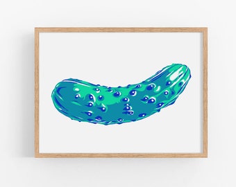 Cucumber art print Kitchen wall art Food poster Vegetable artwork Foodie gift Vegan funny modern wall decor Green vegetable art print