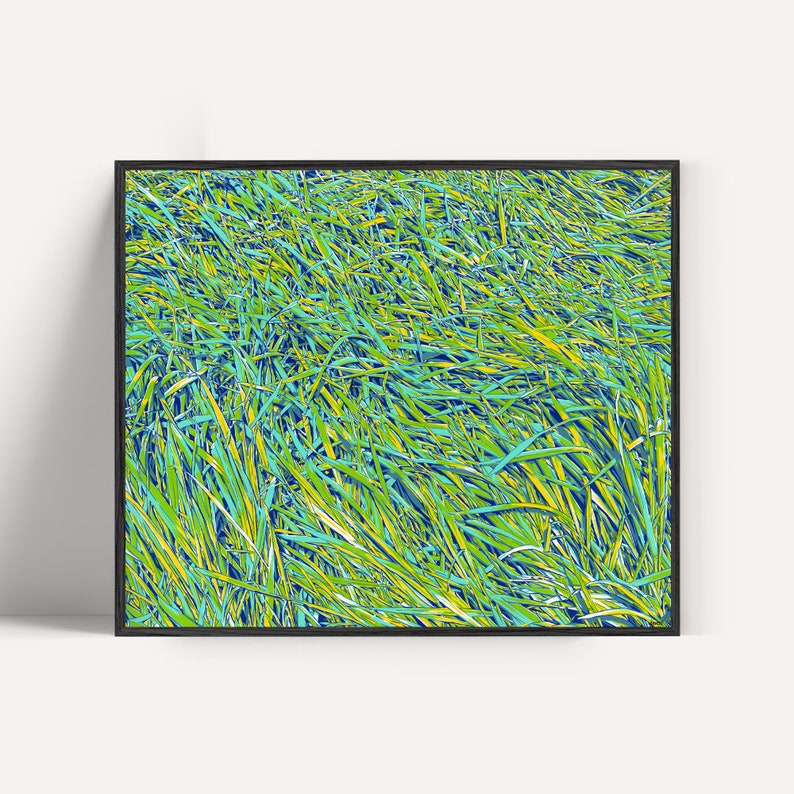 Grass painting Landscape original art Nature wall art Botanical artwork Colorful pop art 24 by 28 Large painting by KomarovArt image 8