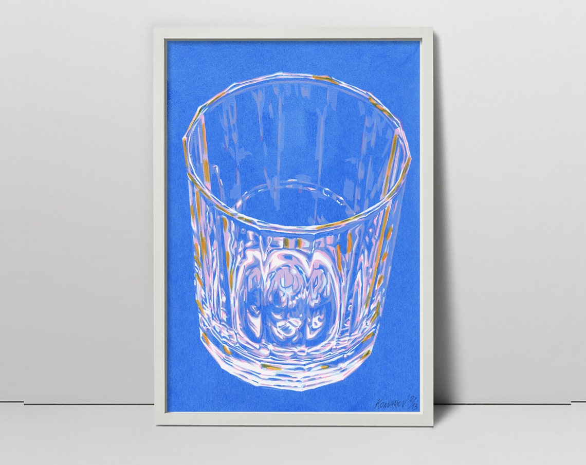 Wine glass screen print art original handmade serigraph Etsy