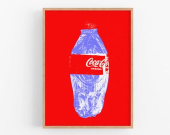 Coca-Cola art print Kitchen poster Drink wall art Red coke artwork Bar cart wall decor Large poster Simple minimalist pop art