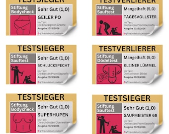 Malle Testsieger/Testverlierer Sticker I Freundebuch Mallorca Aufkleber I Festival Aufkleberset I Party-Sticker I 6 Designs